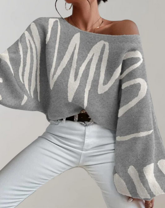 Relaxed Knitted Texture Off-Shoulder Top 