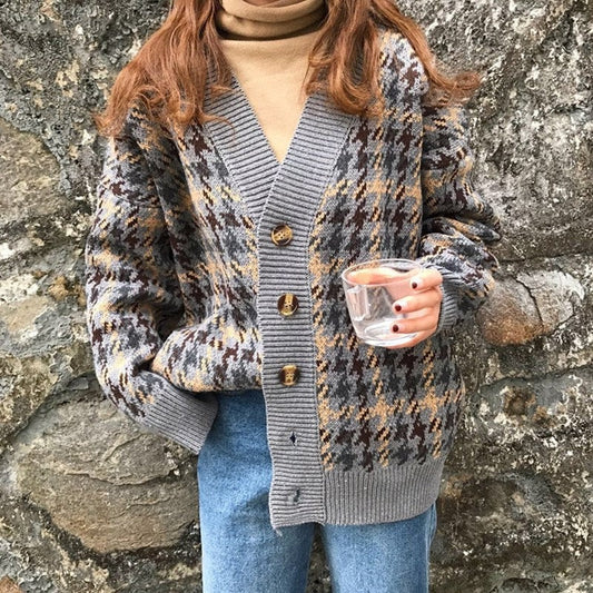 Wool Blend Relaxed Fit Cardigan Sweater 