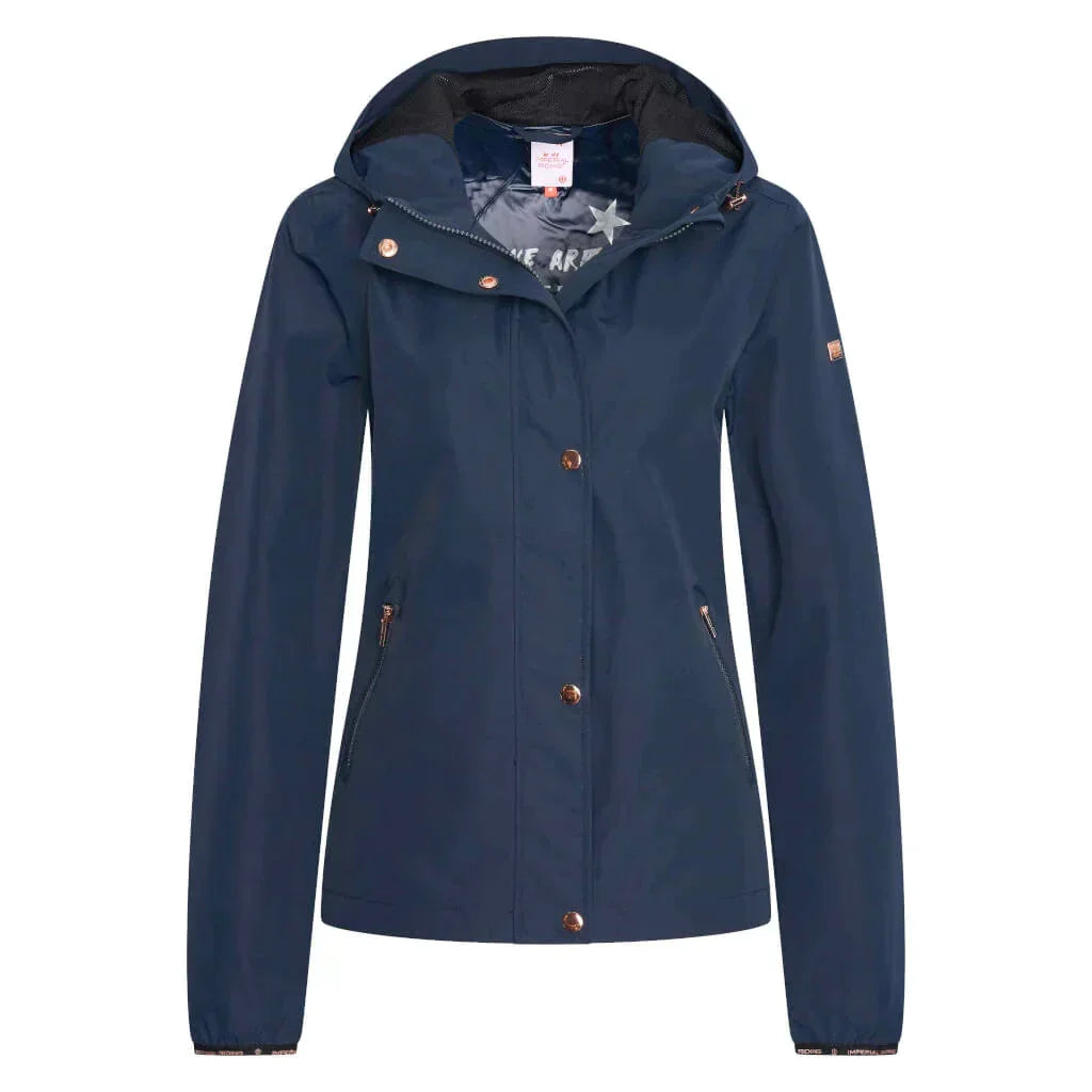 Rain hooded jacket for women with front pocket