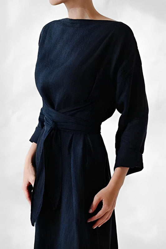 Wrap Waist Flowing Maxi Dress