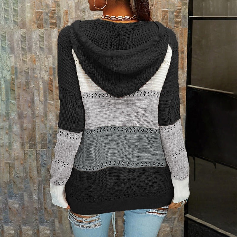 Women's contrast bandage cardigan