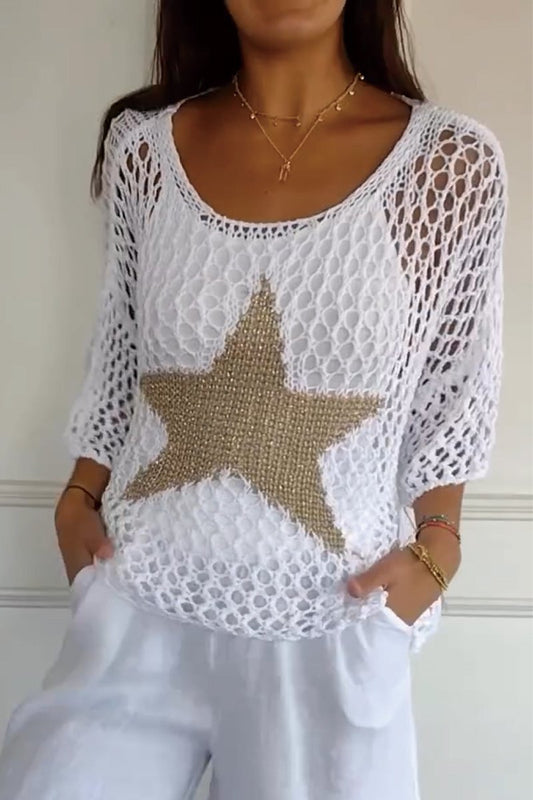 Elegant Knitted Star Sweater