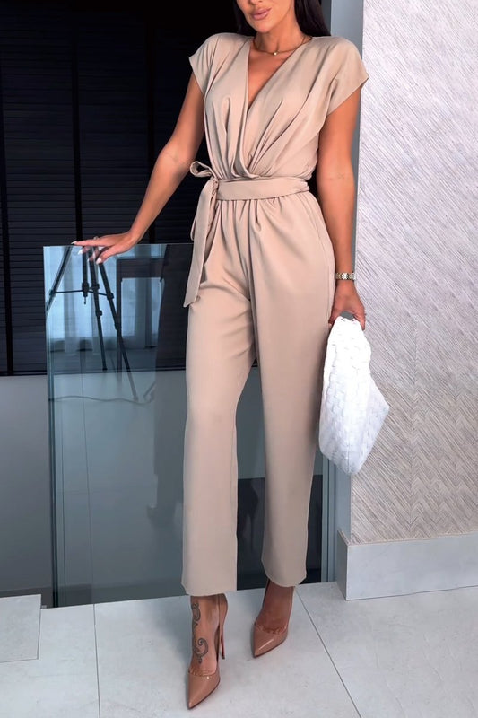 Draped Tailored Fit Straight Leg Jumpsuit