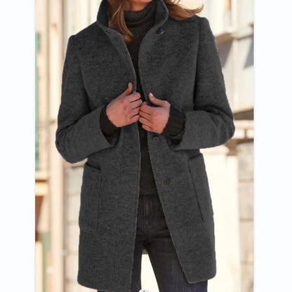 Women's elegant stand collar coat