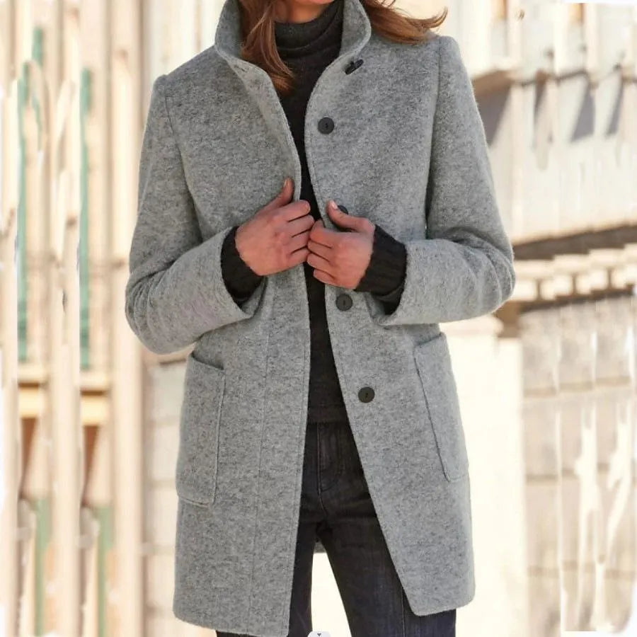 Women's elegant stand collar coat