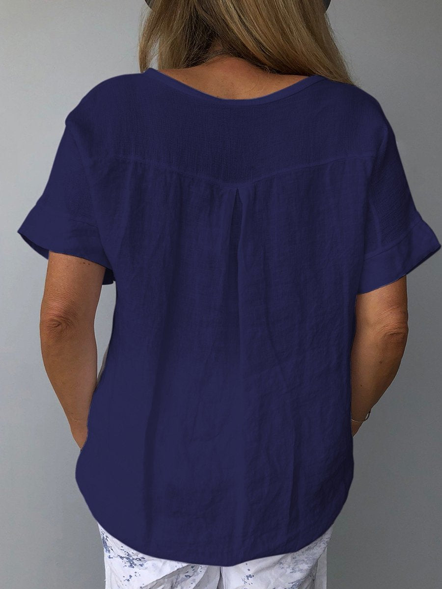 Breezy Relaxed Fit V-Neck Casual Top