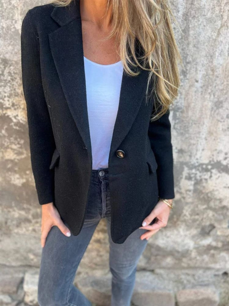 Women's one-button lapel windbreaker jacket