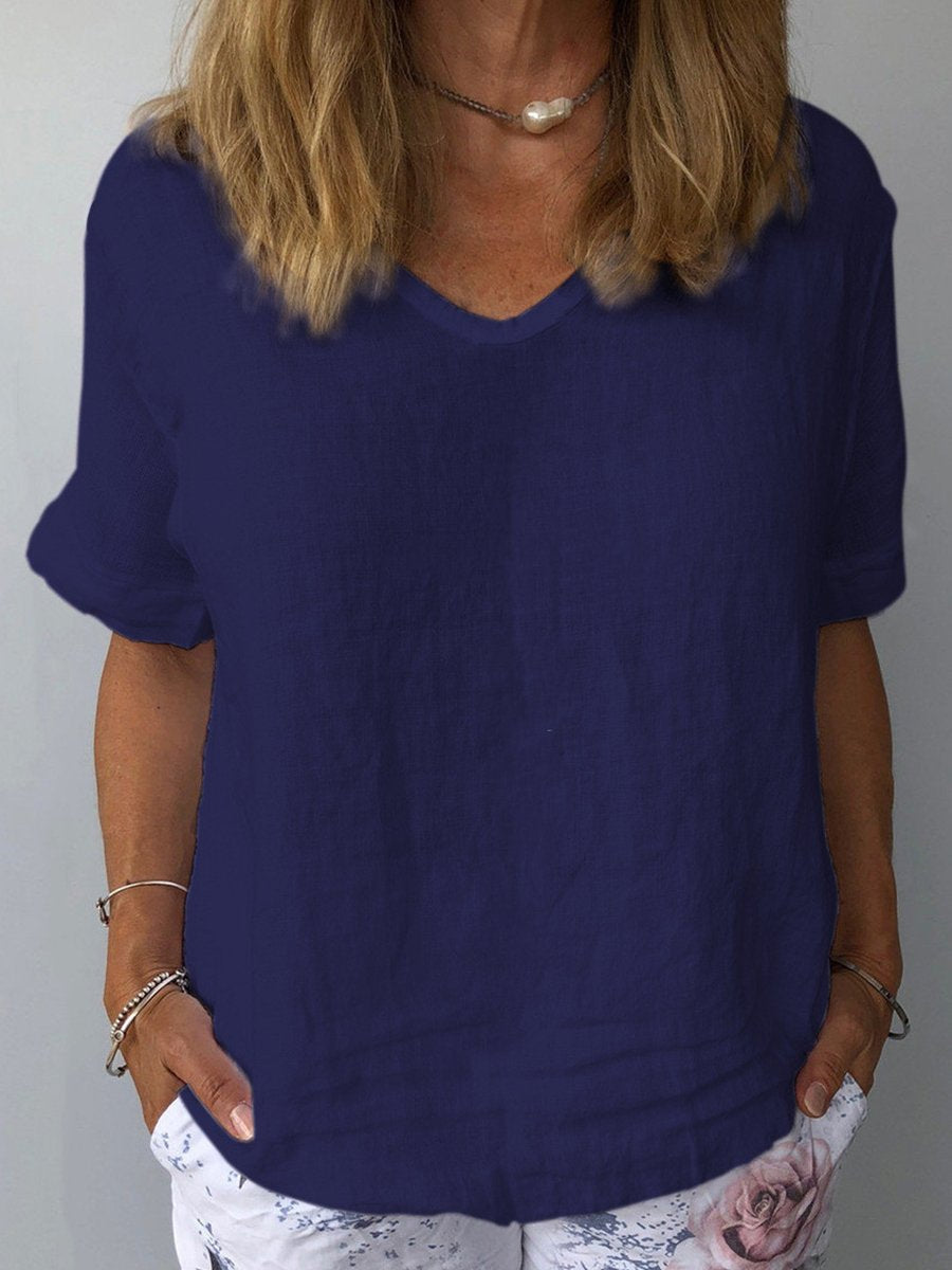 Breezy Relaxed Fit V-Neck Casual Top