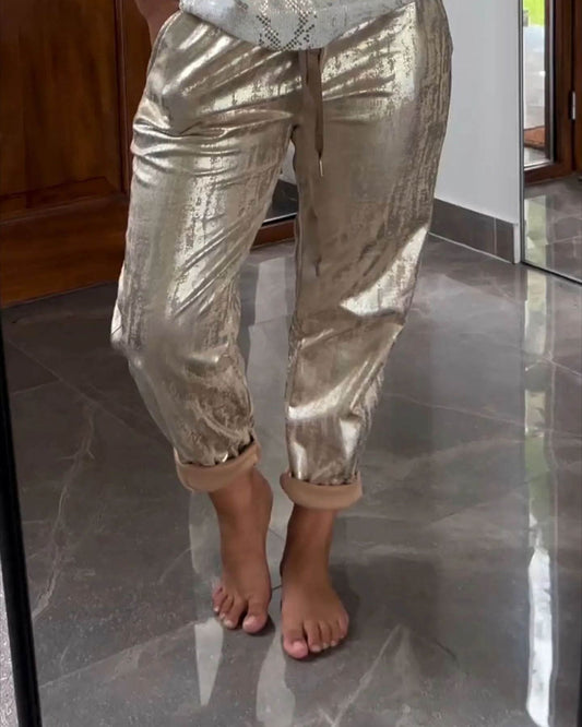 Drawstring Bling Detail Pants