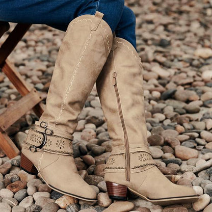 Women's vintage tall winter rider boots