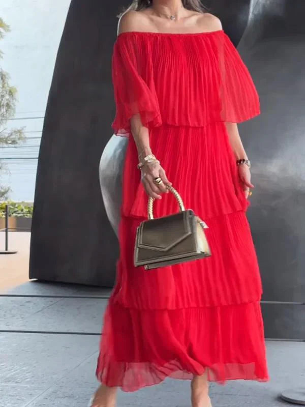 Elegant Long Chiffon Tiered Dress for Women
