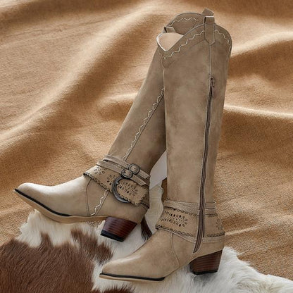 Women's vintage tall winter rider boots