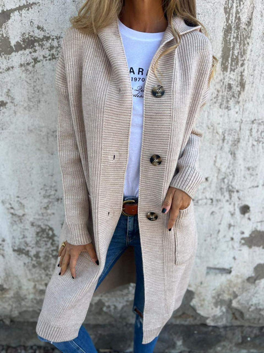 Hooded Knitted Long Cardigan
