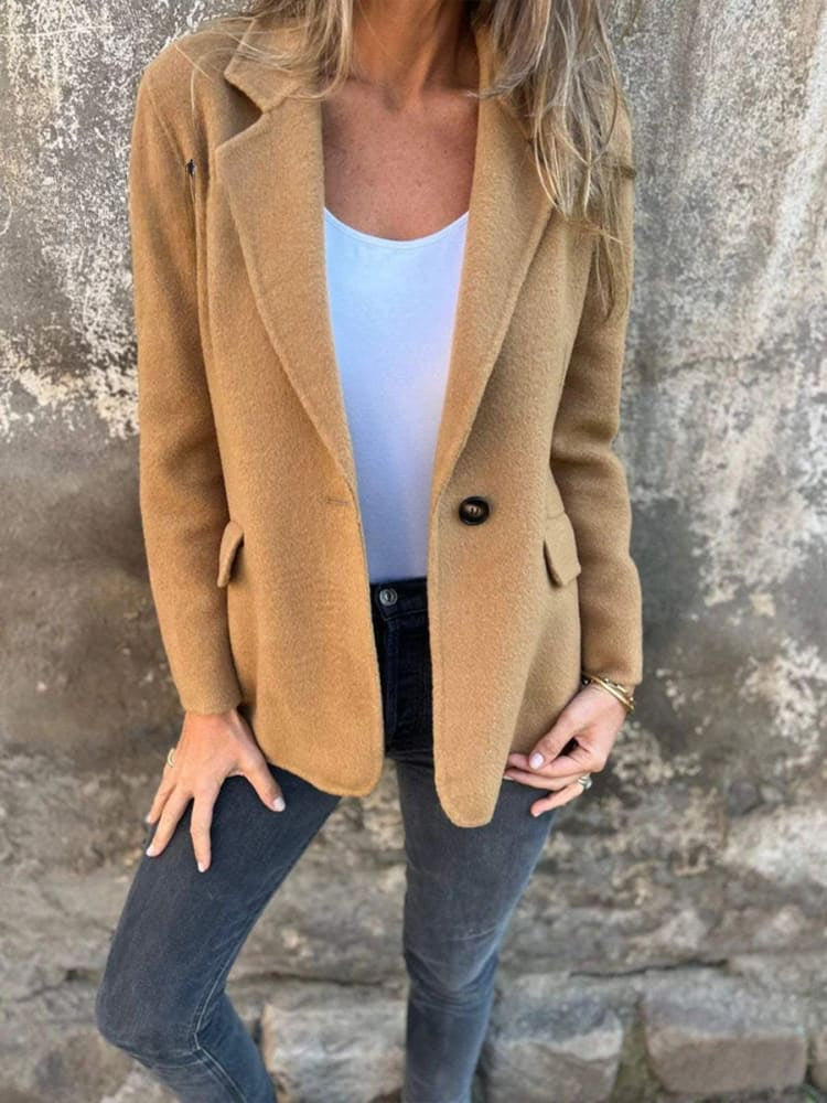 Women's one-button lapel windbreaker jacket