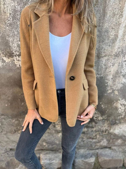 Women's one-button lapel windbreaker jacket