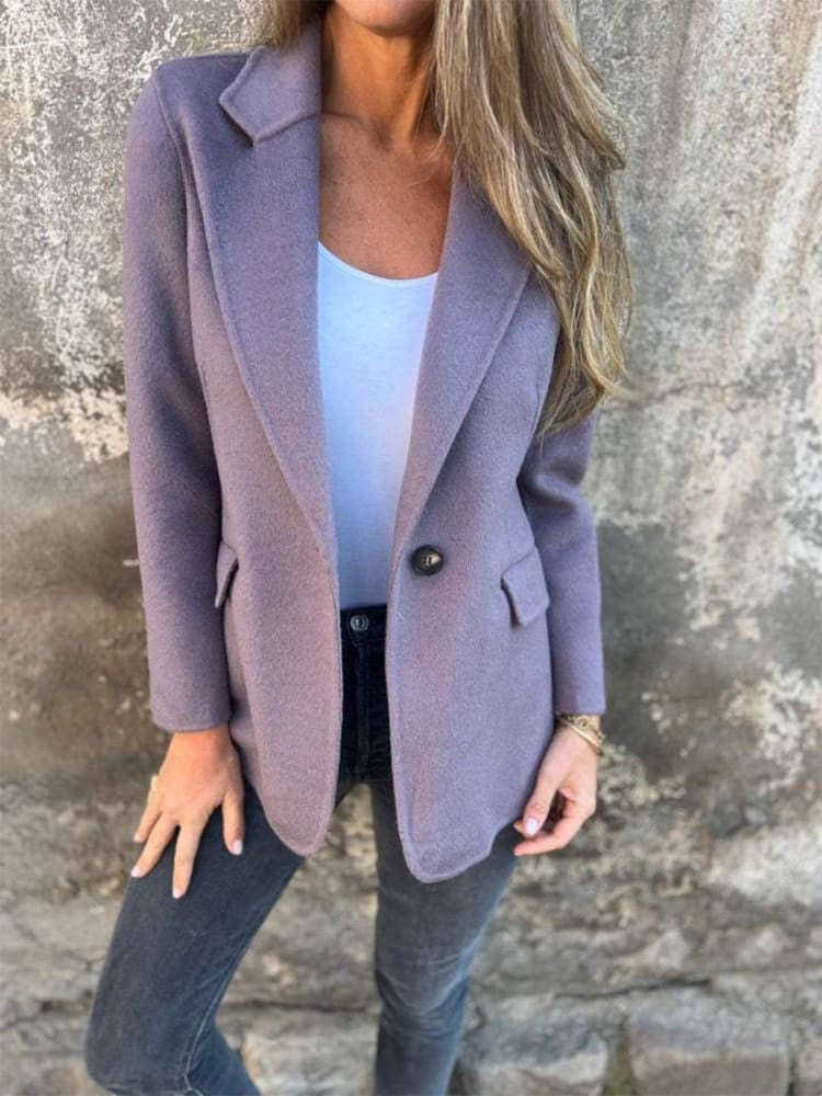 Women's one-button lapel windbreaker jacket