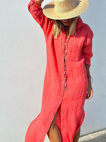 Freya - Summer Linen Blouse Dress