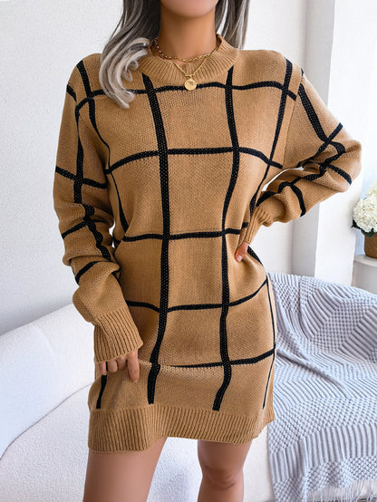 Women's Plaid Knit Sweater Dress