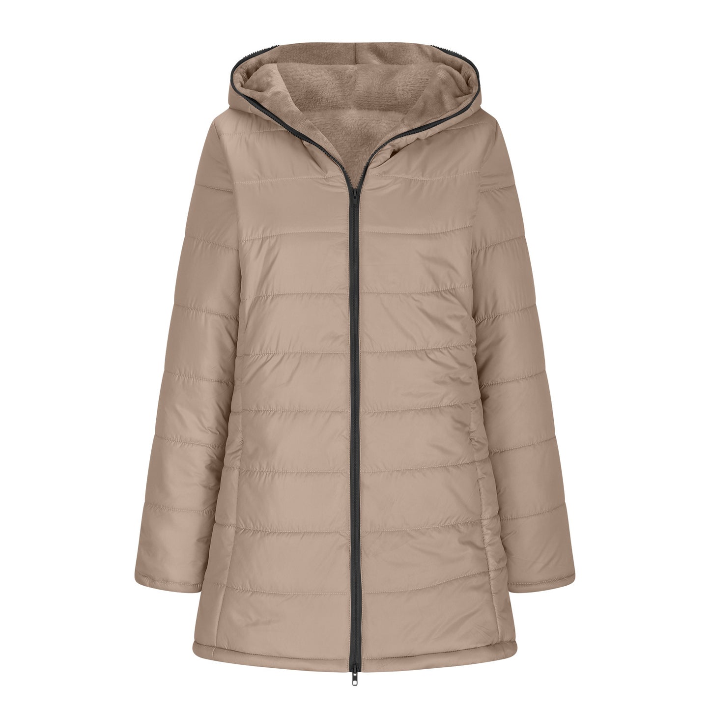 Women's padded jacket with warm plush lining with hood