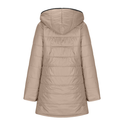 Women's padded jacket with warm plush lining with hood