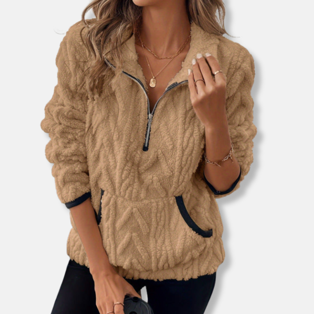 Fleece Relaxed Fit Stand Collar Half-Zip Sweatshirt