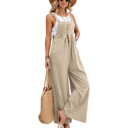 Women's summer sleeveless loose wide leg jumpsuit