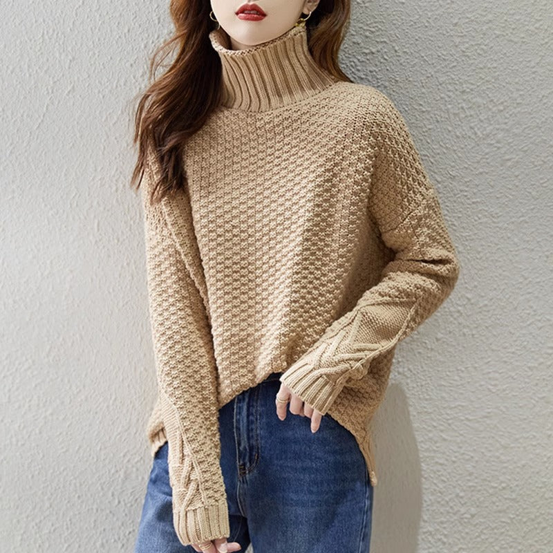 Women's turtleneck knit sweater