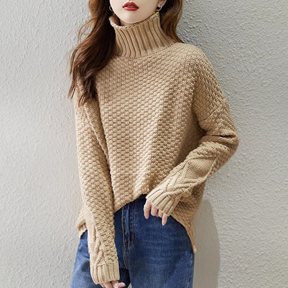 Women's turtleneck knit sweater