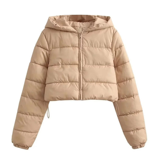Hooded Slim Cropped Winter Jacket