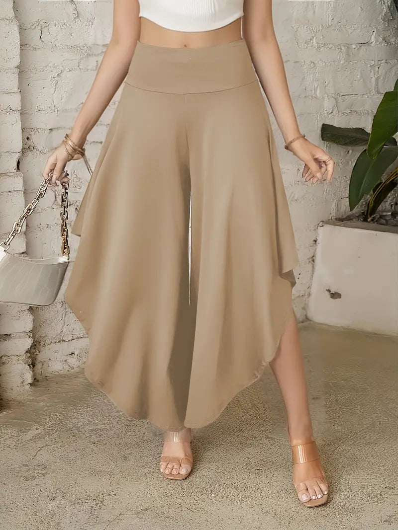 Julia - Wide-Leg Trousers with Ruffles