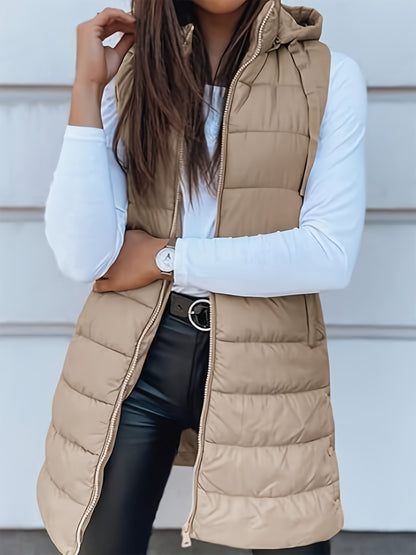 Women's cozy winter hooded vest