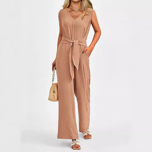 Elegant Tie-Waist Wide-Leg Jumpsuit