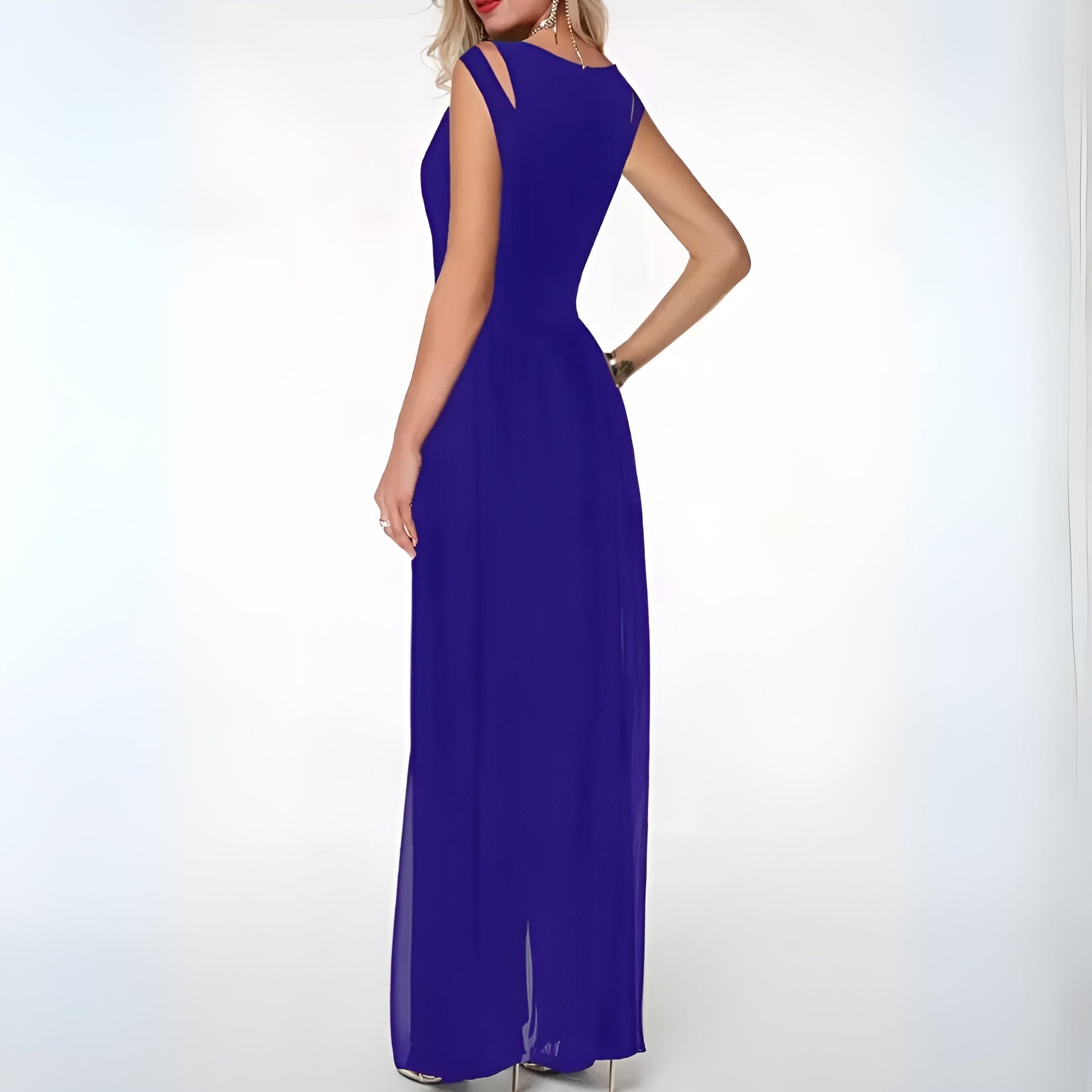 Cut-Out Shoulder Evening Floor-Length Gown