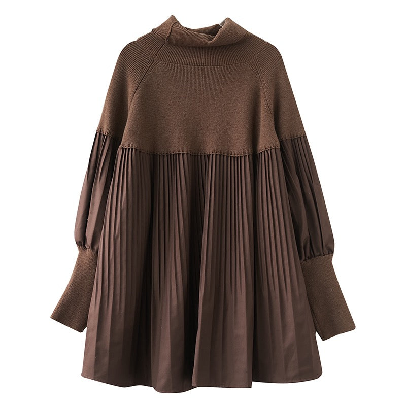 Elegant Long Lantern Sleeve Knit Dress