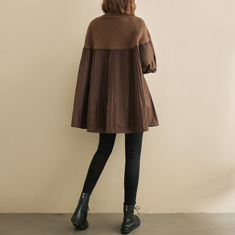 Elegant Long Lantern Sleeve Knit Dress