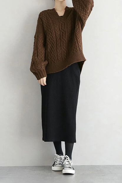 Women’s knitted twist lantern sweater for casual wear