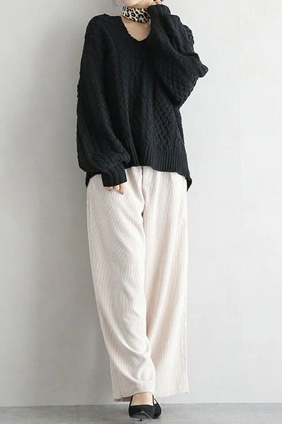 Women’s knitted twist lantern sweater for casual wear