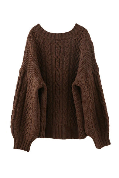 Women’s knitted twist lantern sweater for casual wear