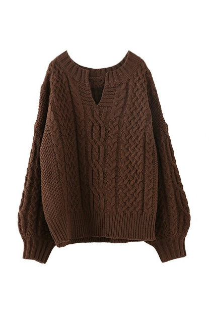 Women’s knitted twist lantern sweater for casual wear