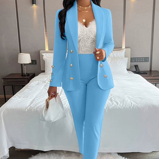 Tailored Fit High-Waisted Straight-Leg Pantsuit