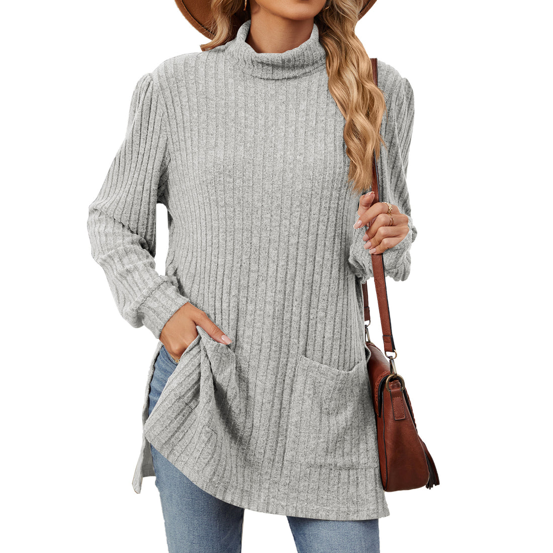 Women's chic high collar sweater