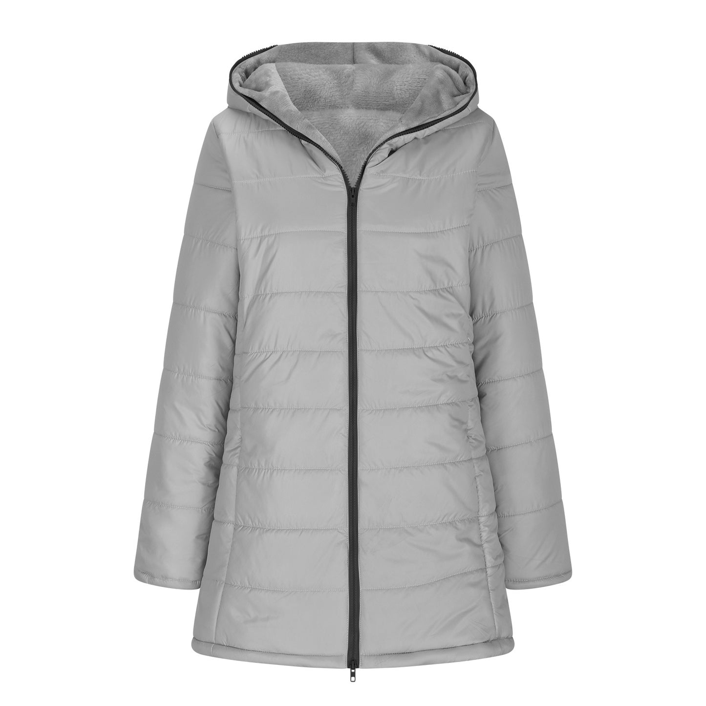 Women's padded jacket with warm plush lining with hood