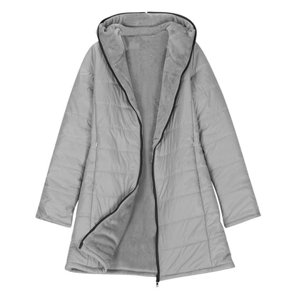 Women's padded jacket with warm plush lining with hood