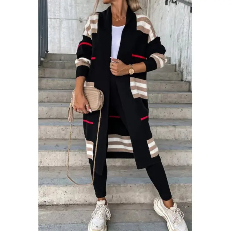 Women's quality knitted striped jacket