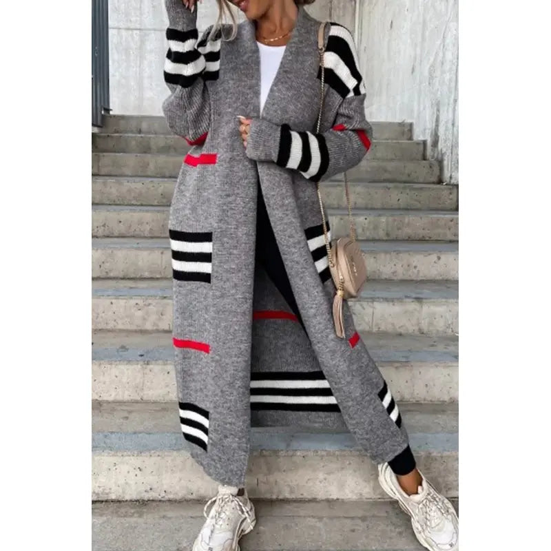 Women's quality knitted striped jacket