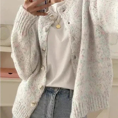 Women’s Cardigan Sweater – Textured Knit – Relaxed Fit – Button-Up Long Sleeve