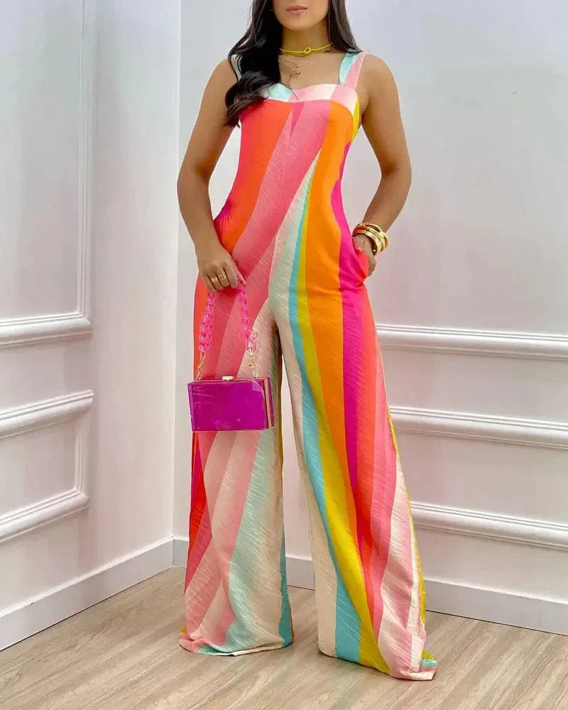 Geometric Print Wide Leg Jumpsuit 