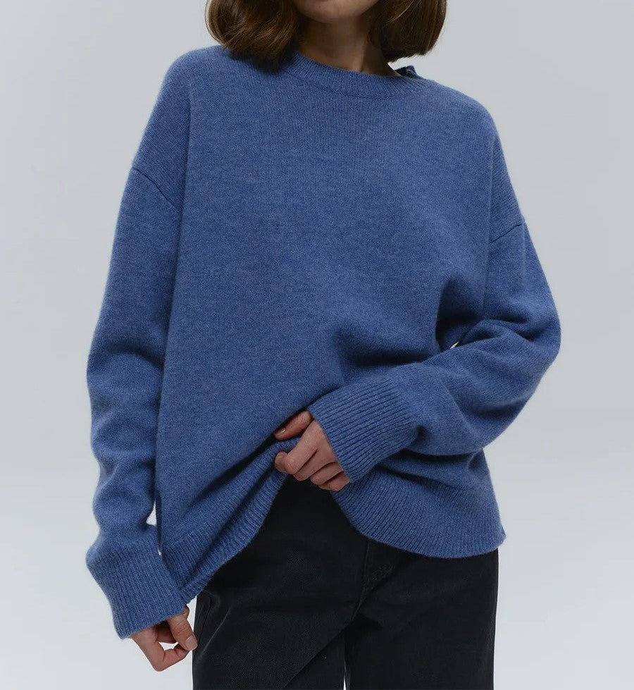 Isla Oversized Sweater | Crewneck Ribbed Hip-Length Sweater
