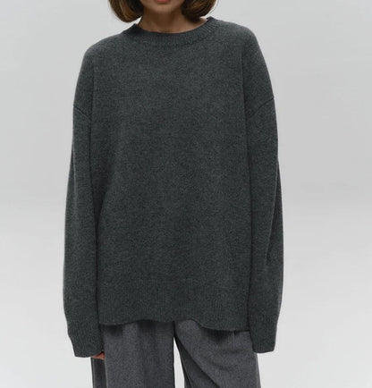 Isla Oversized Sweater | Crewneck Ribbed Hip-Length Sweater