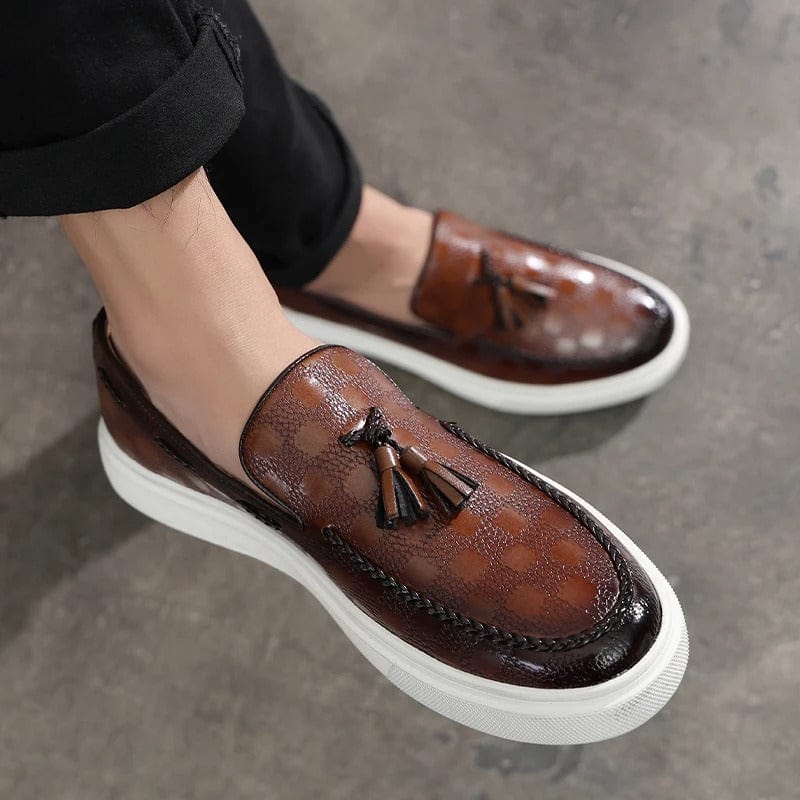 Women's leather tassel loafers